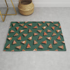 Pizza Party Pattern - Floating Pizza Slices on Teal Rug Gallery Image 1