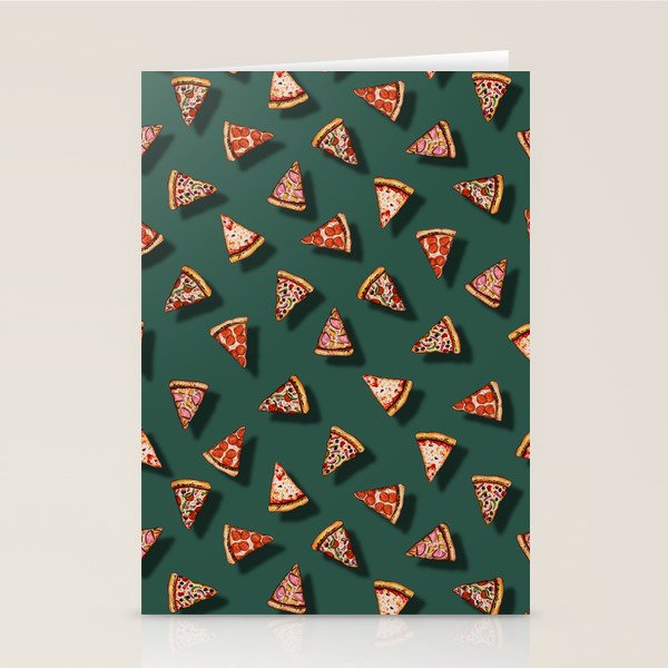 Pizza Party Pattern - Floating Pizza Slices on Teal Stationery Card Gallery Image 1