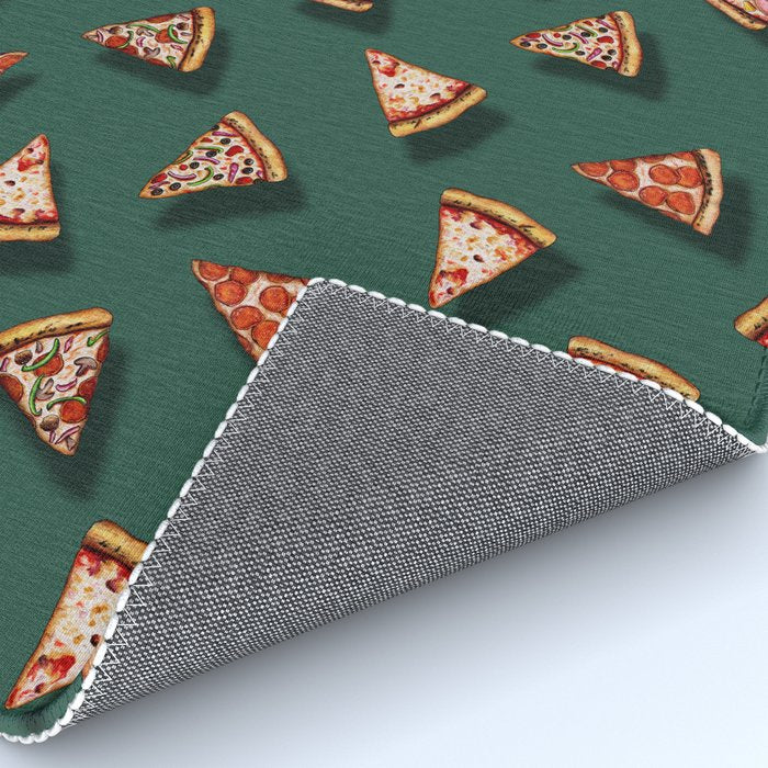 Pizza Party Pattern - Floating Pizza Slices on Teal Rug Gallery Image 4
