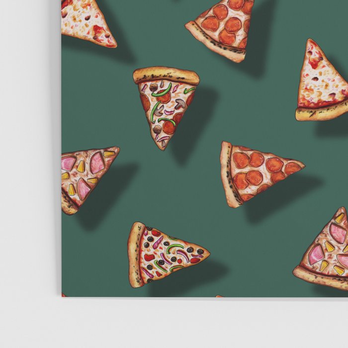 Pizza Party Pattern - Floating Pizza Slices on Teal Poster Gallery Image 3