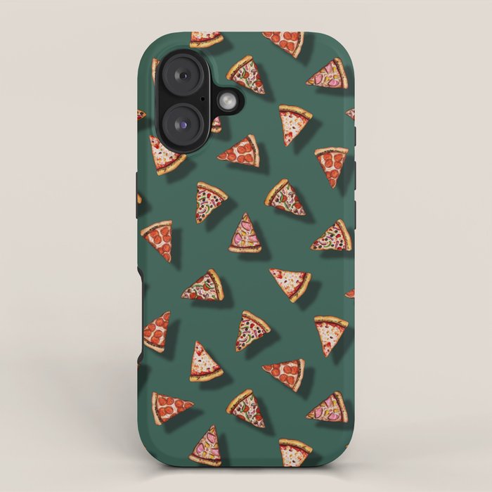 Pizza Party Pattern - Floating Pizza Slices on Teal iPhone Case Gallery Image 1