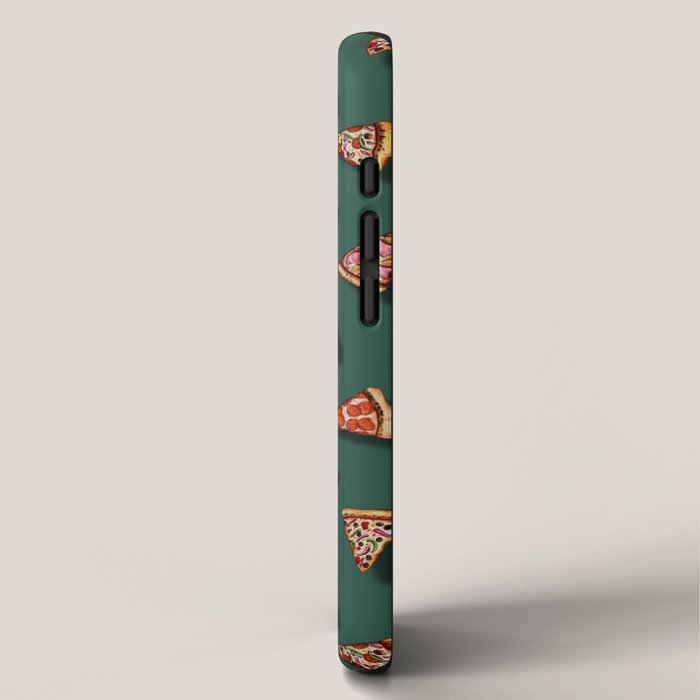 Pizza Party Pattern - Floating Pizza Slices on Teal iPhone Case Gallery Image 2