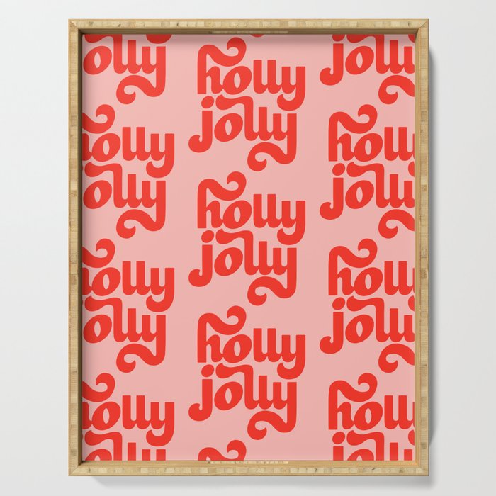 Holly Jolly Pattern Serving Tray Gallery Image 1