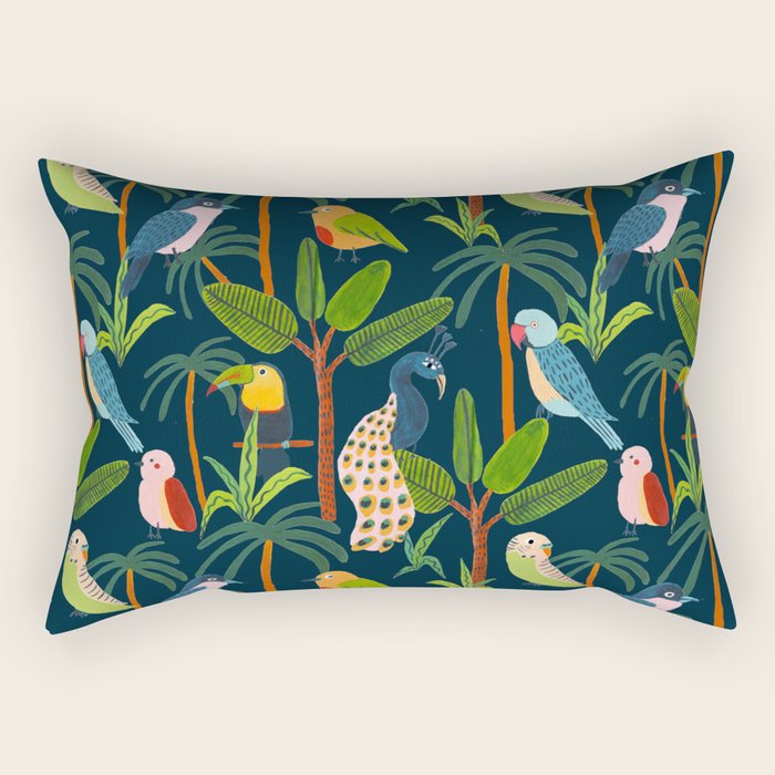 Jungle Birds Rectangular Pillow Gallery Image 2