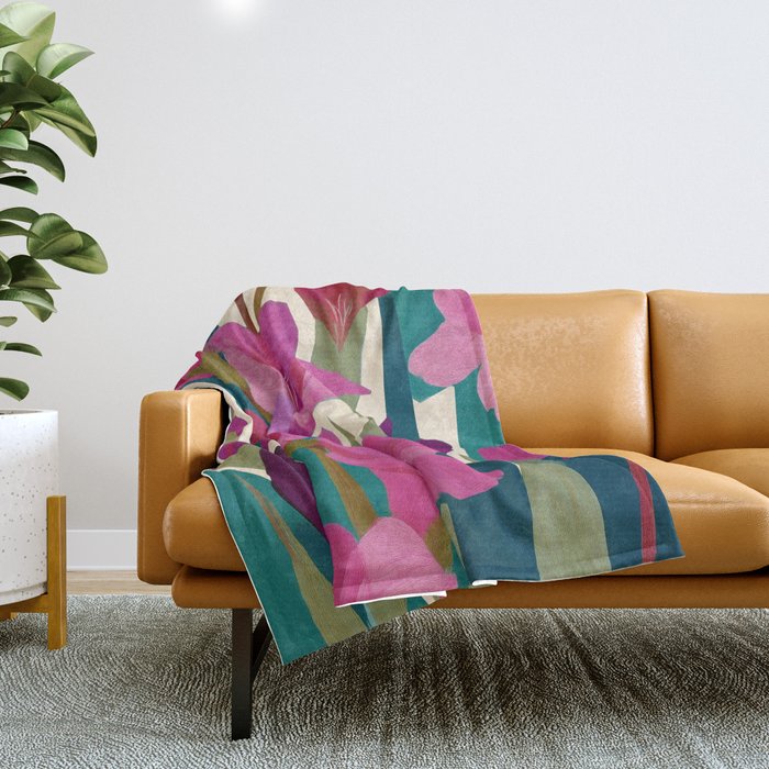 Magenta Garden Throw Blanket Gallery Image 1