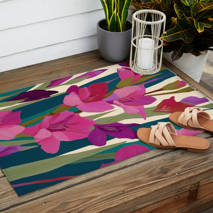 Magenta Garden Outdoor Rug Gallery Image 2