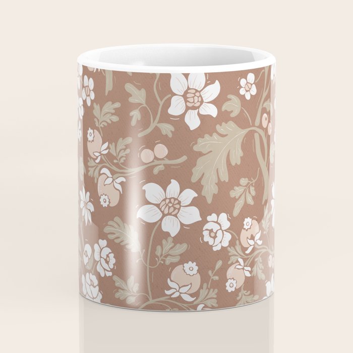 Floral Mocha Mousse Pattern Coffee Mug Gallery Image 4