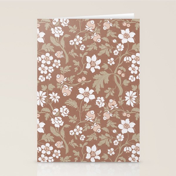 Floral Mocha Mousse Pattern Stationery Card Gallery Image 2