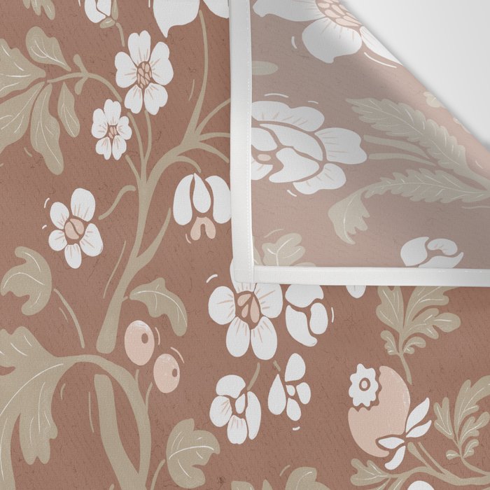 Floral Mocha Mousse Pattern Wall Tapestry Gallery Image 3