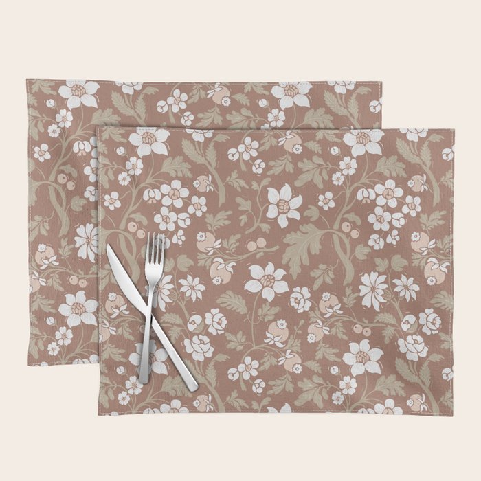 Floral Mocha Mousse Pattern Placemat Gallery Image 1