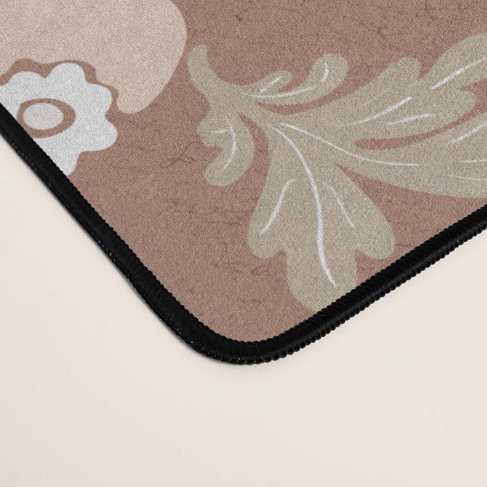 Floral Mocha Mousse Pattern Desk Mat Gallery Image 4