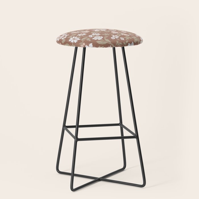 Floral Mocha Mousse Pattern Stool Gallery Image 1