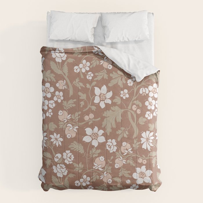 Floral Mocha Mousse Pattern Comforter Gallery Image 6