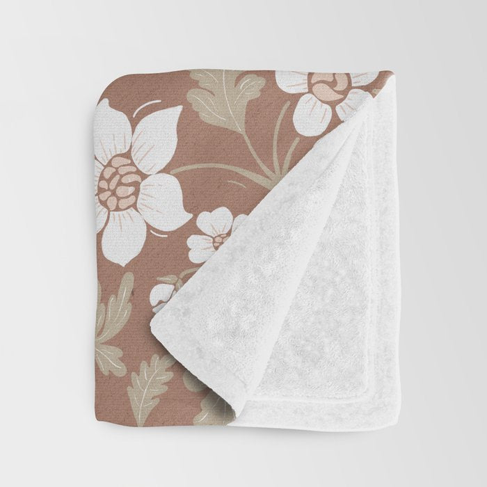 Floral Mocha Mousse Pattern Throw Blanket Gallery Image 3