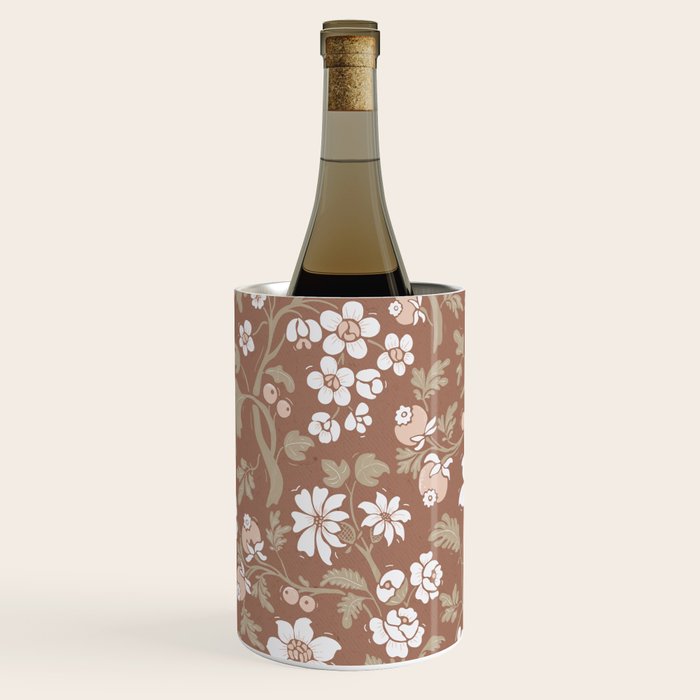 Floral Mocha Mousse Pattern Wine Chiller Gallery Image 2