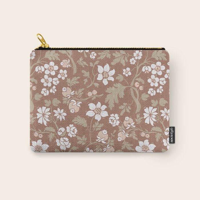 Floral Mocha Mousse Pattern Carry All Pouch Gallery Image 1