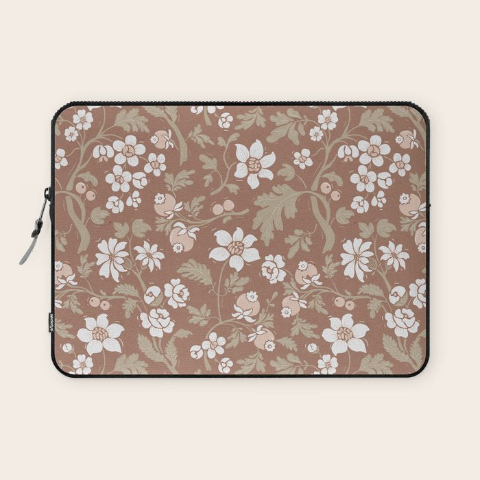 Floral Mocha Mousse Pattern Laptop Sleeve Gallery Image 1