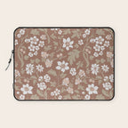 Floral Mocha Mousse Pattern Laptop Sleeve Gallery Image 1