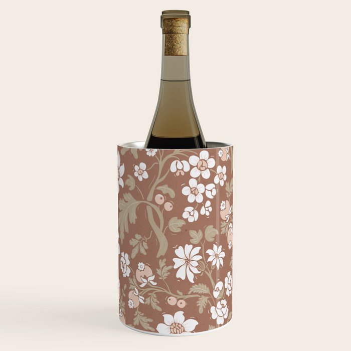 Floral Mocha Mousse Pattern Wine Chiller Gallery Image 3
