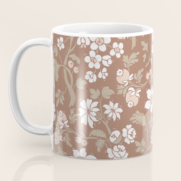 Floral Mocha Mousse Pattern Coffee Mug Gallery Image 3