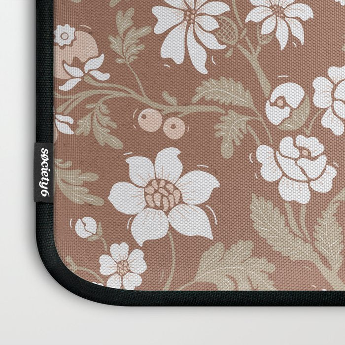 Floral Mocha Mousse Pattern Laptop Sleeve Gallery Image 3