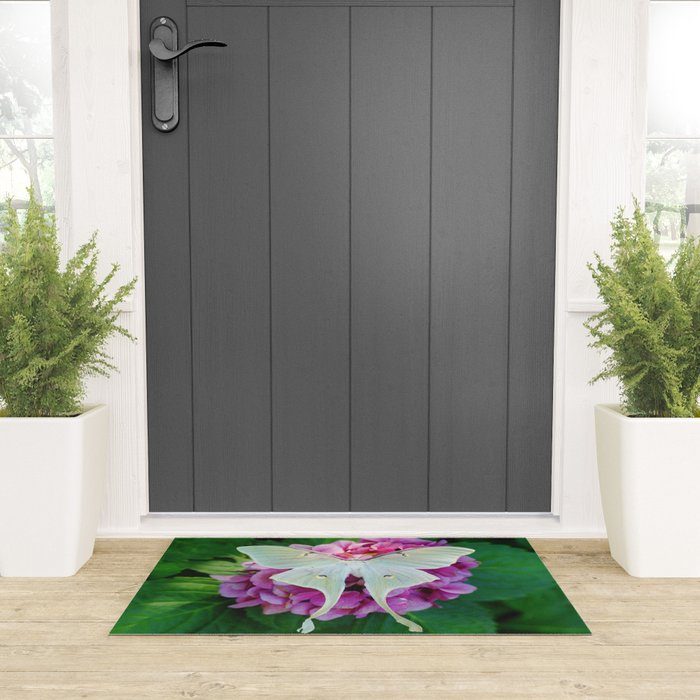 Luna Moth On Pink Hydrangea Nature Art Welcome Mat Gallery Image 3