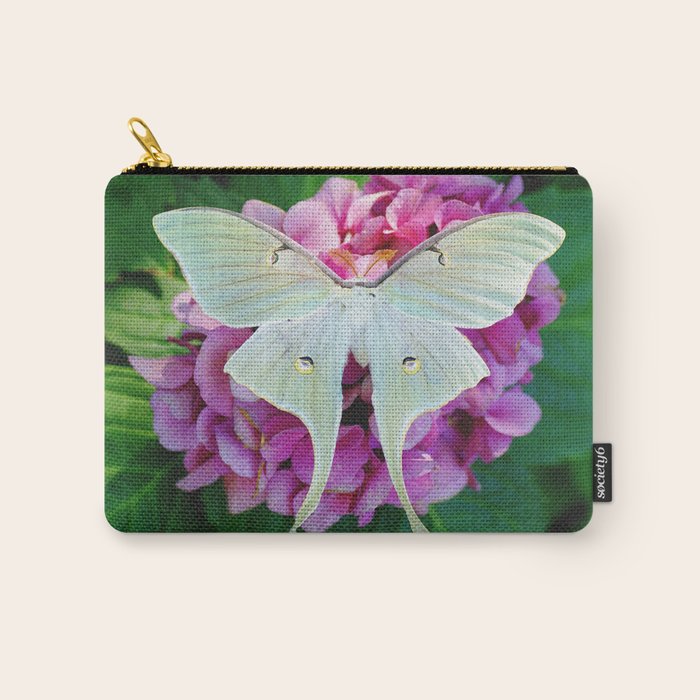 Luna Moth On Pink Hydrangea Nature Art Carry All Pouch Gallery Image 1