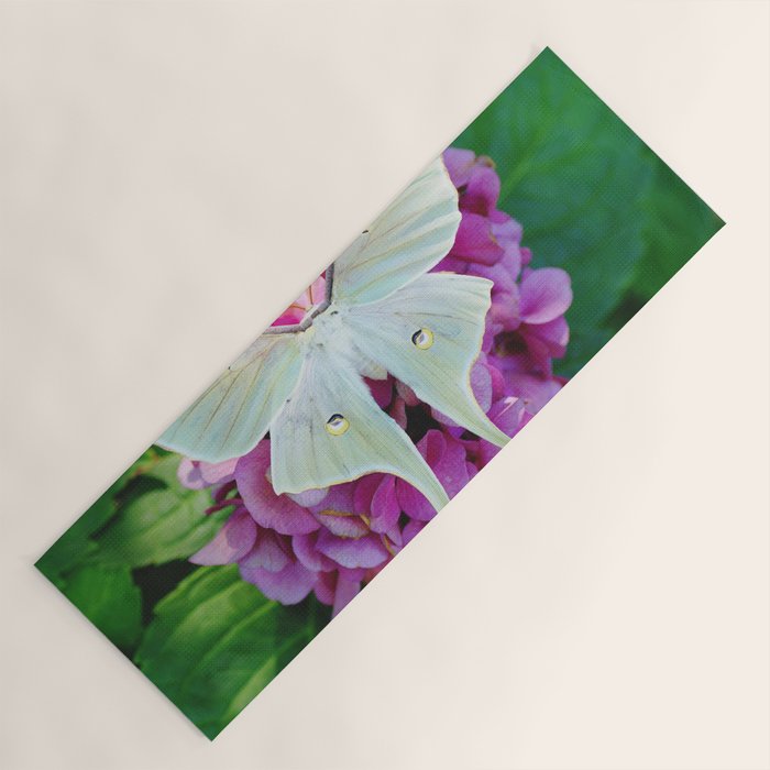Luna Moth On Pink Hydrangea Nature Art Yoga Mat Gallery Image 1