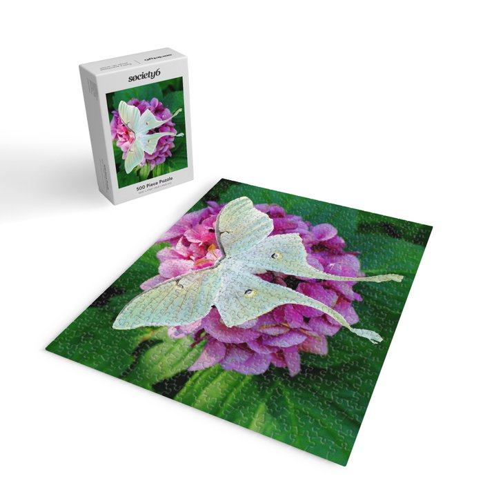 Luna Moth On Pink Hydrangea Nature Art Jigsaw Puzzle Gallery Image 2