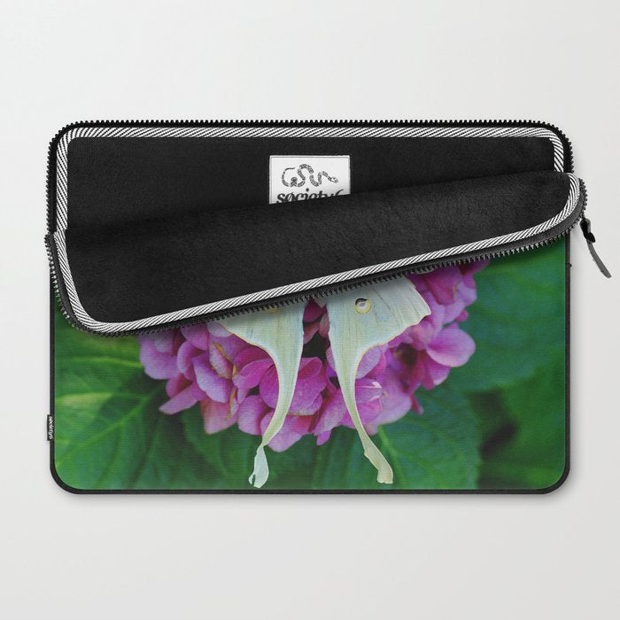 Luna Moth On Pink Hydrangea Nature Art Laptop Sleeve Gallery Image 2