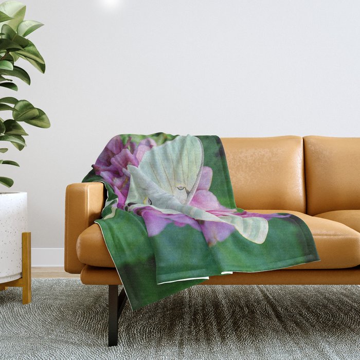 Luna Moth On Pink Hydrangea Nature Art Throw Blanket Gallery Image 1