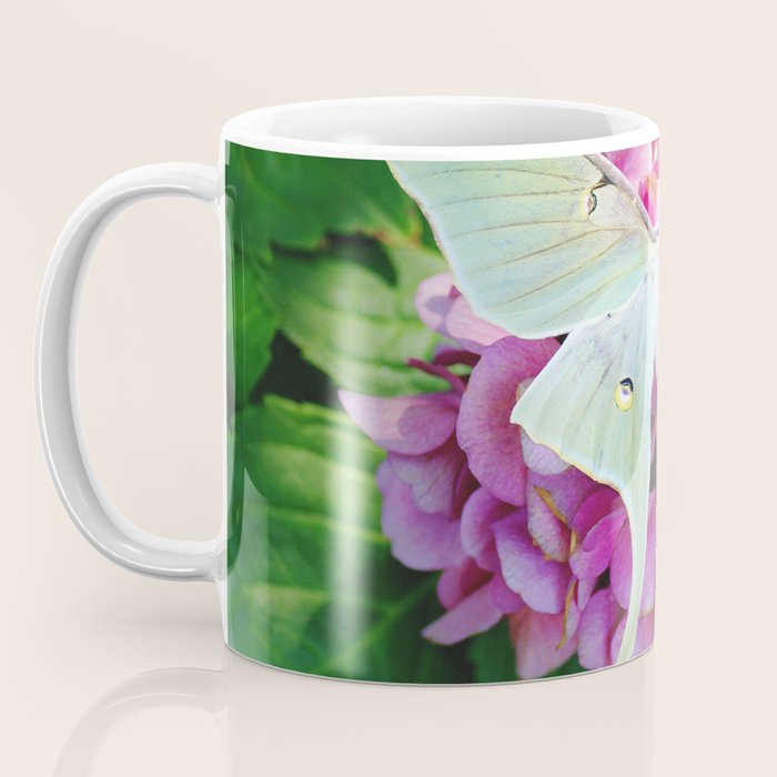 Luna Moth On Pink Hydrangea Nature Art Coffee Mug Gallery Image 3