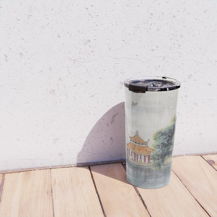 Japanese Misty Mountain Pagoda Temple Landscape Travel Mug Gallery Image 4