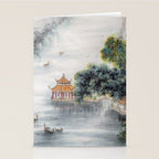 Japanese Misty Mountain Pagoda Temple Landscape Stationery Card Gallery Image 2
