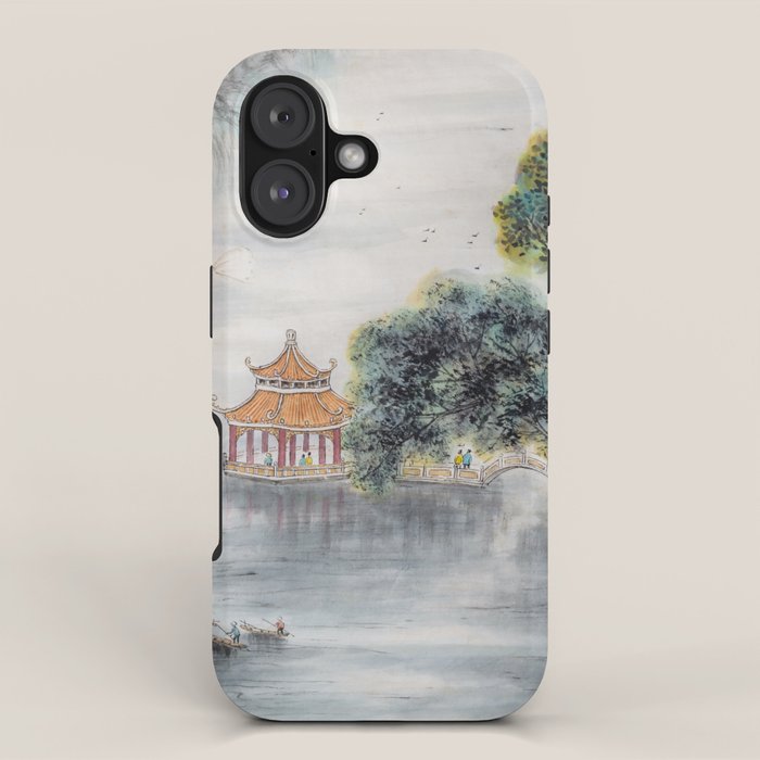 Japanese Misty Mountain Pagoda Temple Landscape iPhone Case Gallery Image 1