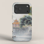 Japanese Misty Mountain Pagoda Temple Landscape iPhone Case Gallery Image 3