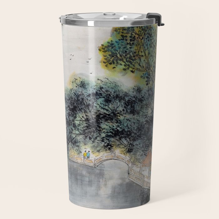 Japanese Misty Mountain Pagoda Temple Landscape Travel Mug Gallery Image 2