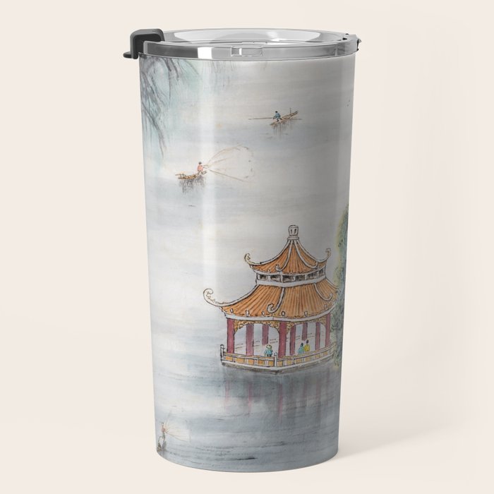 Japanese Misty Mountain Pagoda Temple Landscape Travel Mug Gallery Image 3