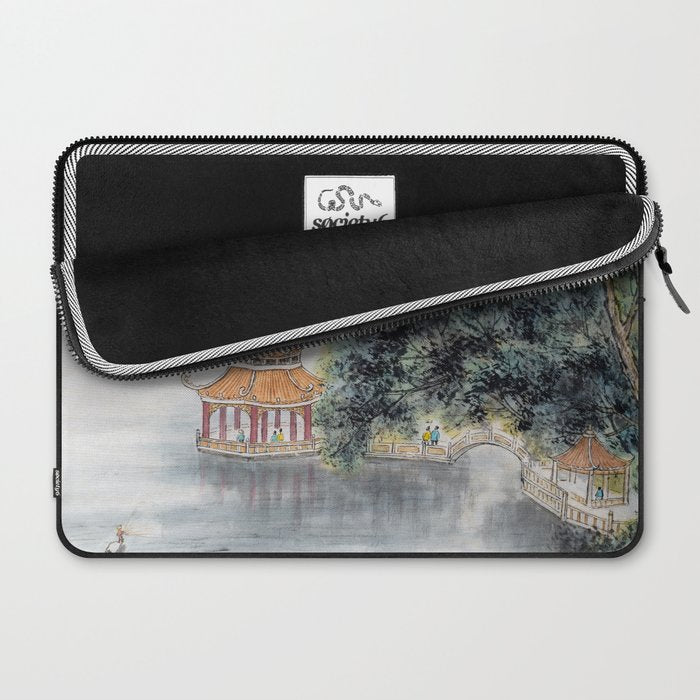 Japanese Misty Mountain Pagoda Temple Landscape Laptop Sleeve Gallery Image 2