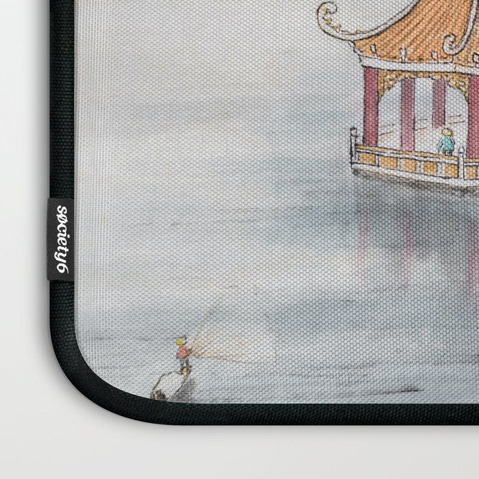 Japanese Misty Mountain Pagoda Temple Landscape Laptop Sleeve Gallery Image 3