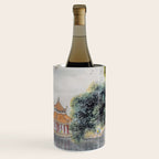 Japanese Misty Mountain Pagoda Temple Landscape Wine Chiller Gallery Image 1