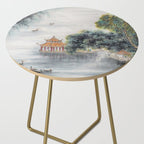 Japanese Misty Mountain Pagoda Temple Landscape Side Table Gallery Image 2