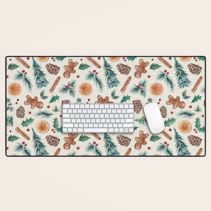 Farm house Christmas Burlap Desk Mat Gallery Image 1