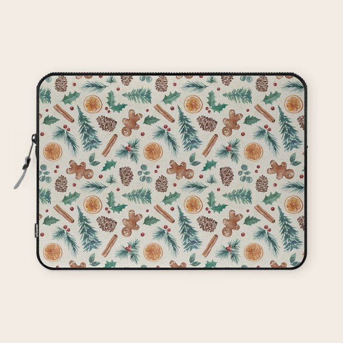 Farm house Christmas Burlap Laptop Sleeve Gallery Image 1