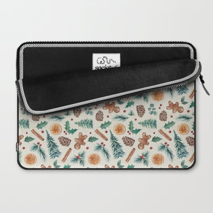 Farm house Christmas Burlap Laptop Sleeve Gallery Image 2