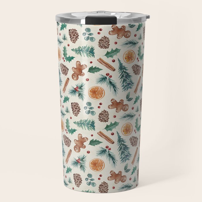 Farm house Christmas Burlap Travel Mug Gallery Image 1