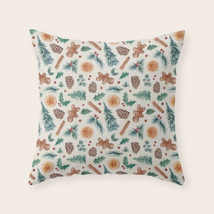 Farm house Christmas Burlap Throw Pillow Gallery Image 6