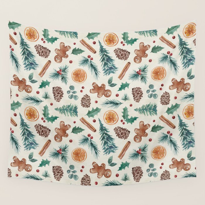 Farm house Christmas Burlap Wall Tapestry Gallery Image 4
