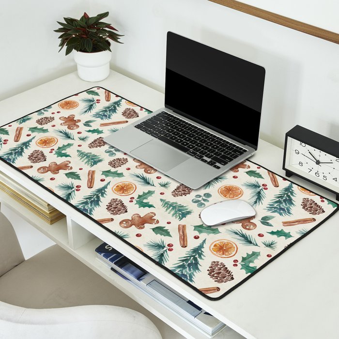 Farm house Christmas Burlap Desk Mat Gallery Image 2