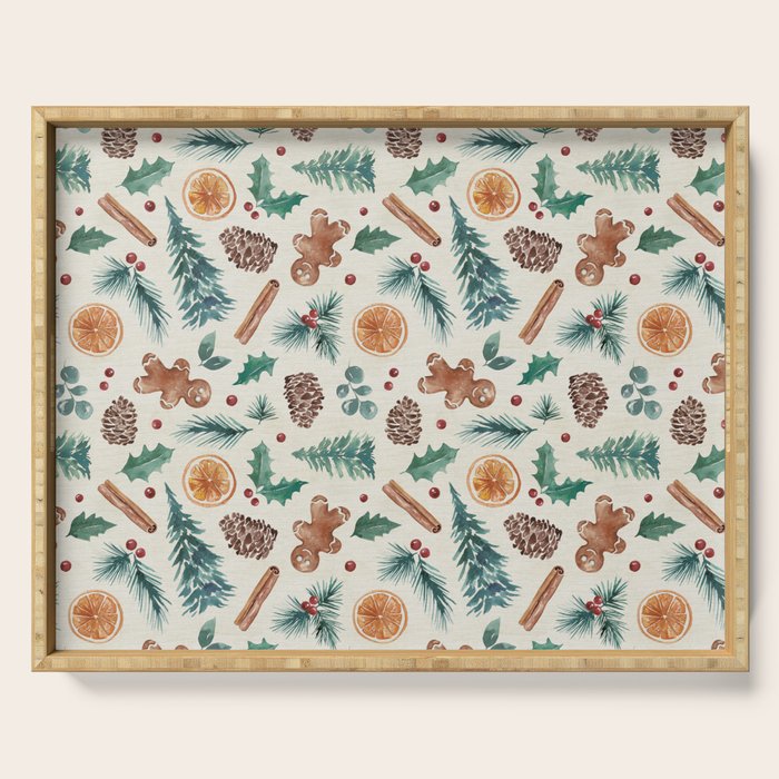 Farm house Christmas Burlap Serving Tray Gallery Image 1
